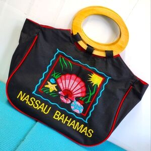 Bahamas Nassau Island Dreams Beach Tote Bag - Black - Zip closure